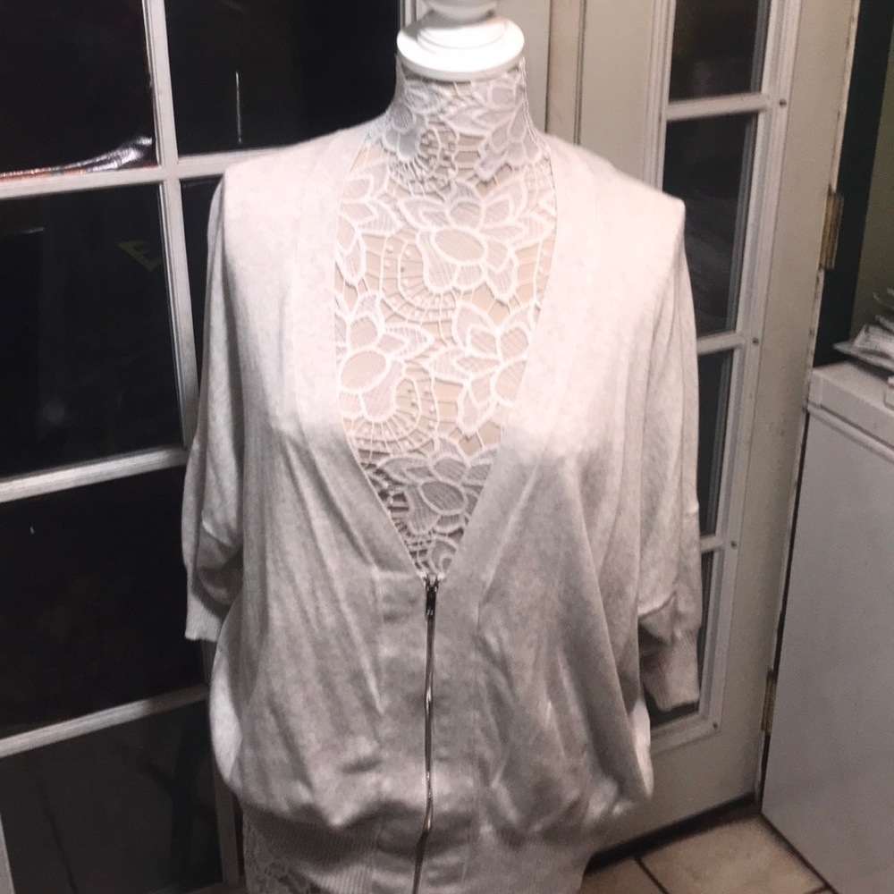 Lane Bryant white sweater with sheer back